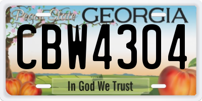 GA license plate CBW4304