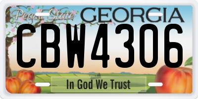 GA license plate CBW4306