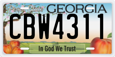 GA license plate CBW4311