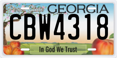 GA license plate CBW4318
