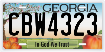 GA license plate CBW4323