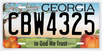 GA license plate CBW4325