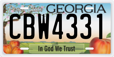 GA license plate CBW4331