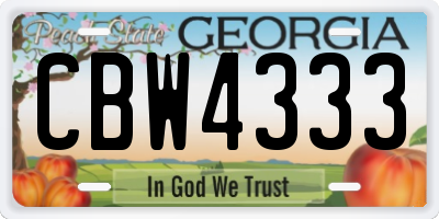 GA license plate CBW4333