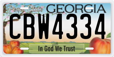 GA license plate CBW4334