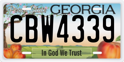 GA license plate CBW4339