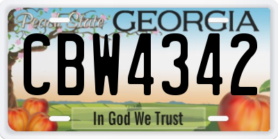 GA license plate CBW4342