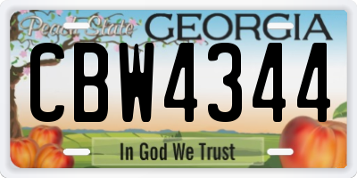 GA license plate CBW4344
