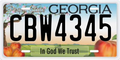 GA license plate CBW4345