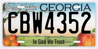 GA license plate CBW4352