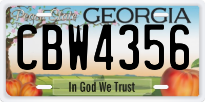 GA license plate CBW4356