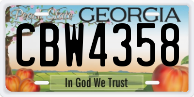 GA license plate CBW4358