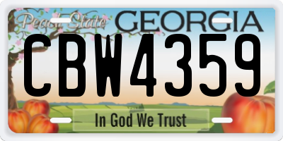 GA license plate CBW4359