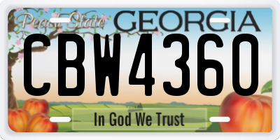 GA license plate CBW4360