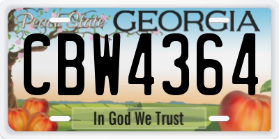 GA license plate CBW4364