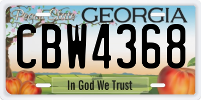 GA license plate CBW4368