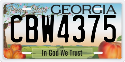 GA license plate CBW4375