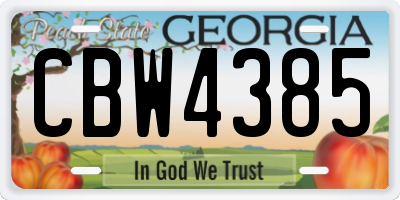GA license plate CBW4385