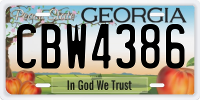 GA license plate CBW4386