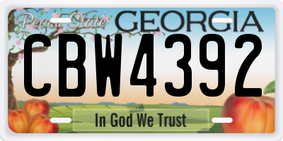 GA license plate CBW4392
