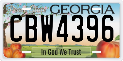 GA license plate CBW4396