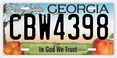 GA license plate CBW4398