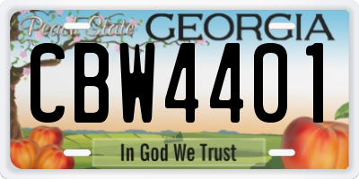 GA license plate CBW4401