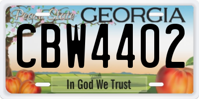 GA license plate CBW4402