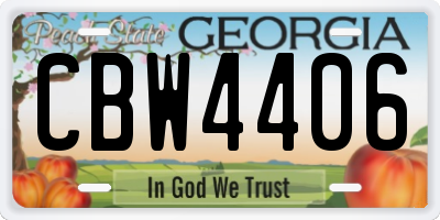 GA license plate CBW4406