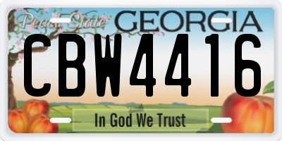 GA license plate CBW4416