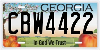 GA license plate CBW4422
