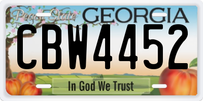 GA license plate CBW4452