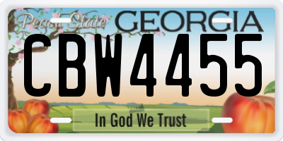 GA license plate CBW4455