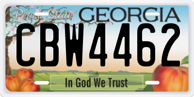 GA license plate CBW4462