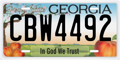 GA license plate CBW4492