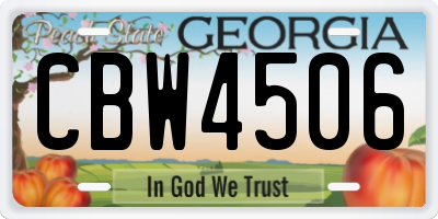 GA license plate CBW4506