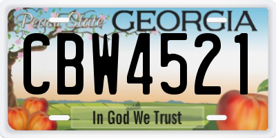 GA license plate CBW4521