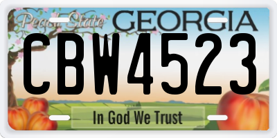 GA license plate CBW4523