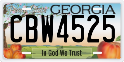 GA license plate CBW4525