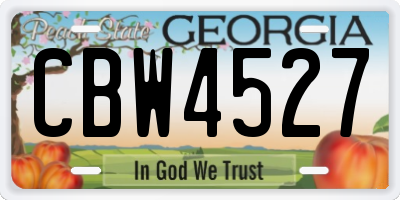 GA license plate CBW4527