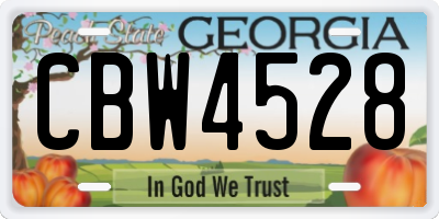 GA license plate CBW4528