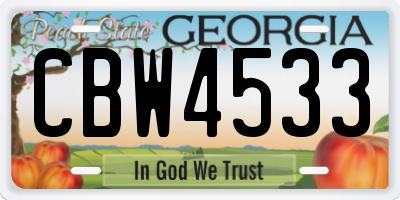 GA license plate CBW4533