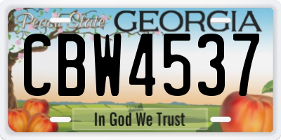 GA license plate CBW4537