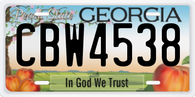 GA license plate CBW4538