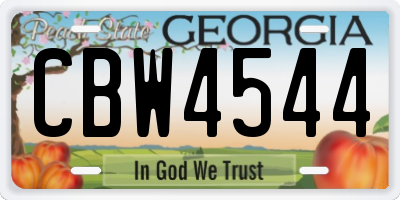 GA license plate CBW4544