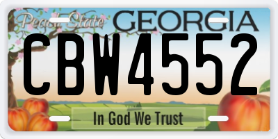 GA license plate CBW4552