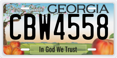 GA license plate CBW4558