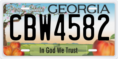 GA license plate CBW4582