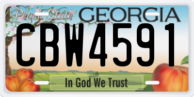 GA license plate CBW4591