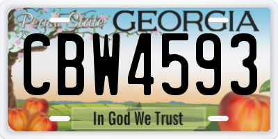 GA license plate CBW4593